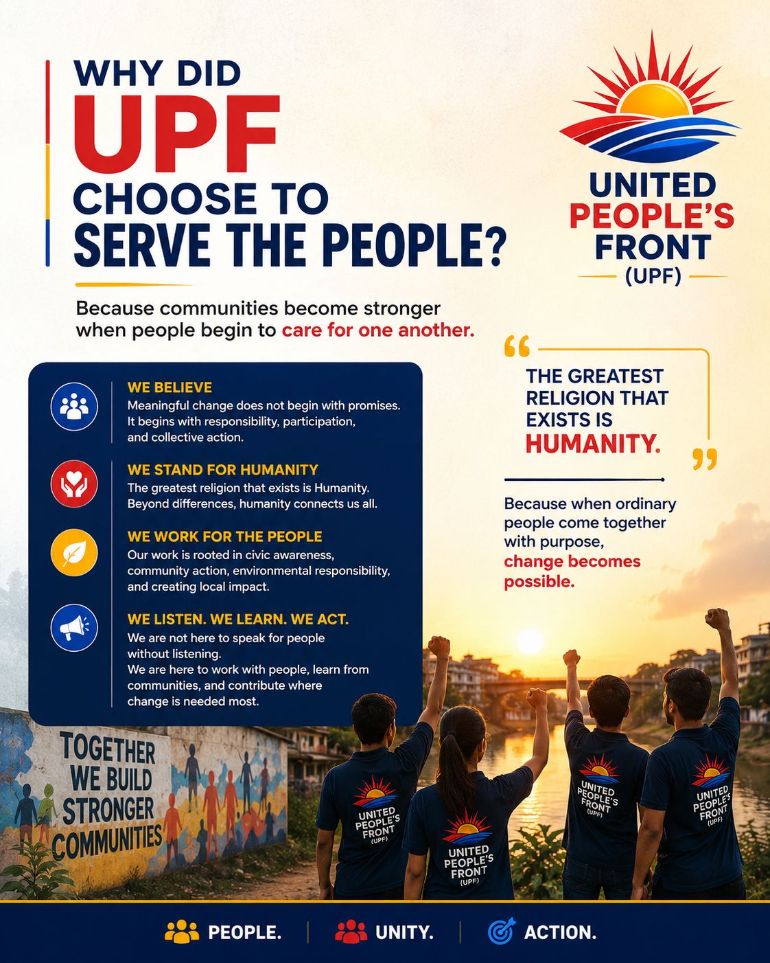 United People's Front banner with the crowd raising fists